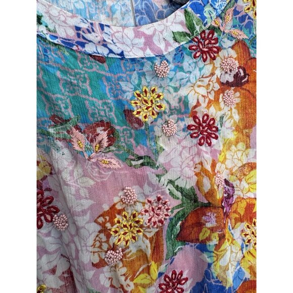 Bhanuni by Jyoti Women's Embroidered Beaded Sheer Top Size XL - Picture 5 of 13